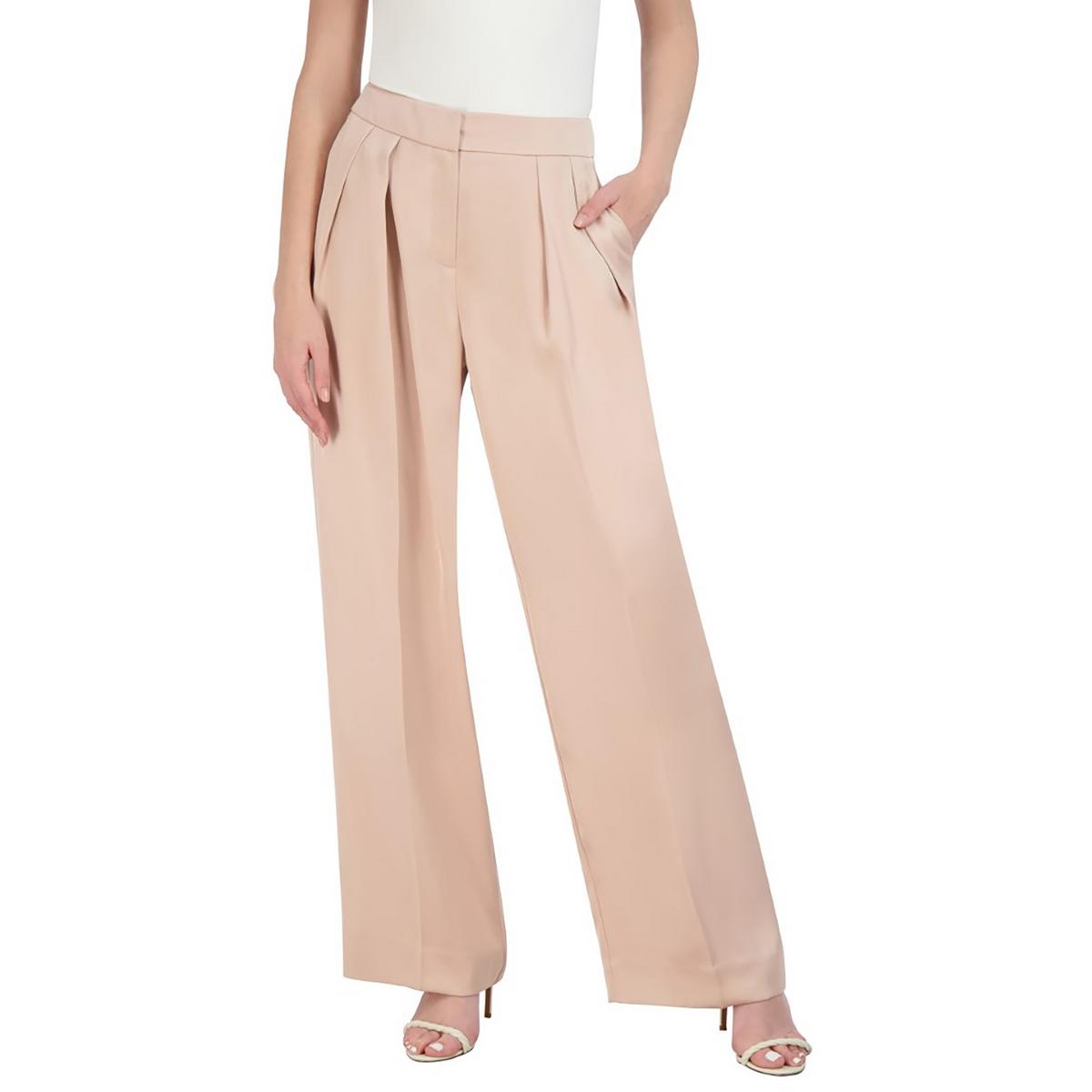 

Женские плиссированные брюки с двойным переплетением, широкие BCBGMAXAZRIA, розовый