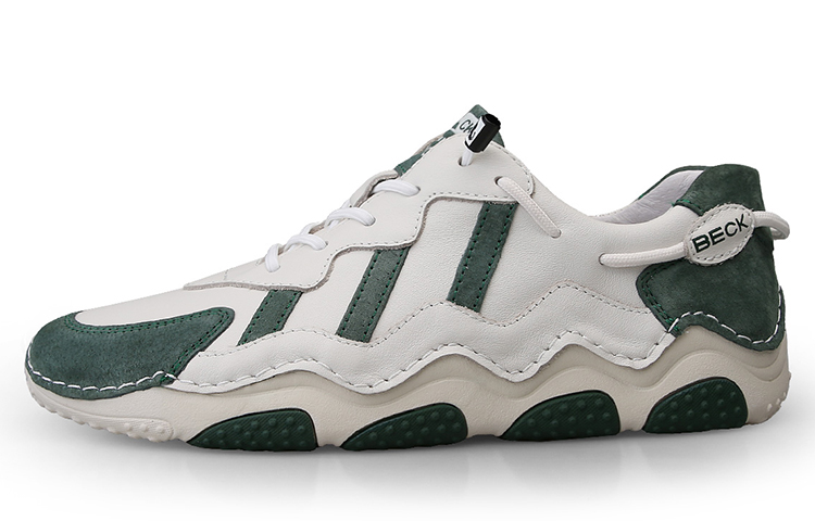 

Износостойкие противоскользящие повседневные низкие кроссовки мужские BECK, бежевый белый зеленый