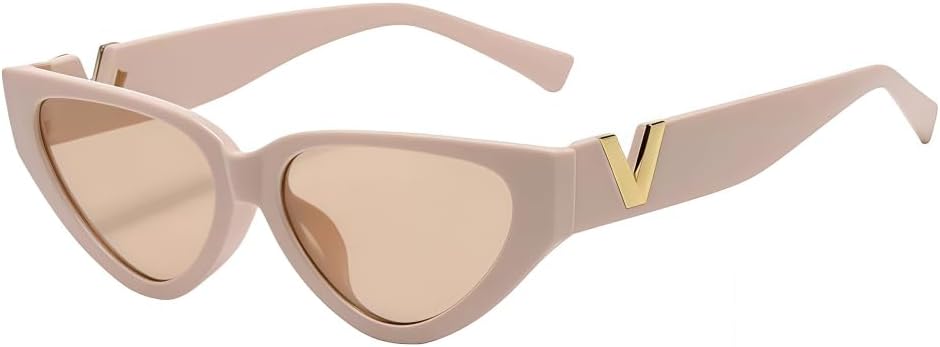 

Винтажные солнцезащитные очки «кошачий глаз» для женщин, ретро-оправа в форме треугольника, модные солнцезащитные очки с защитой от УФ-излучения UV400 (бежевые) MAZNVISO, Beige