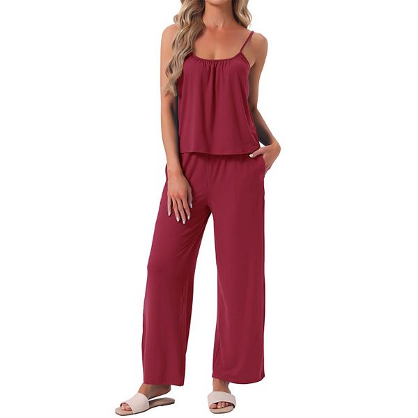 

Женский комплект пижамы с плиссированным топом и брюками Inspire Chic, Red