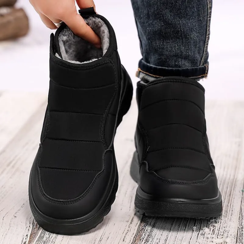 Мужские зимние ботинки Snow Boots водонепроницаемые, утепленные мехом, теплые ботинки до щиколотки, с застежкой-липучкой, удобные для ходьбы на улице Hhhchpm, черный — фото 2