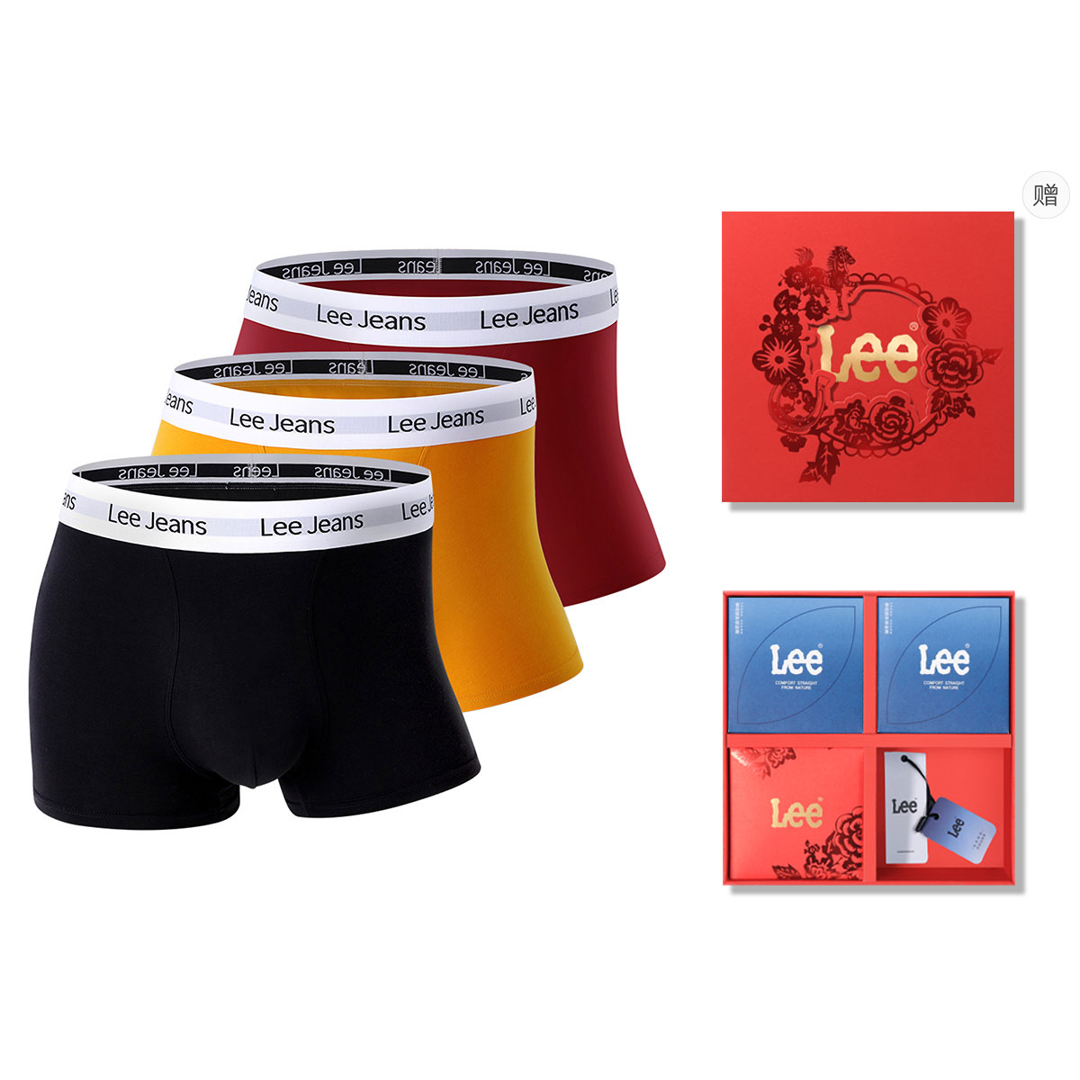 

Комплект мужских трусов подарочный набор Lee, Box 3 Pack (черный+оранжевый+красный)