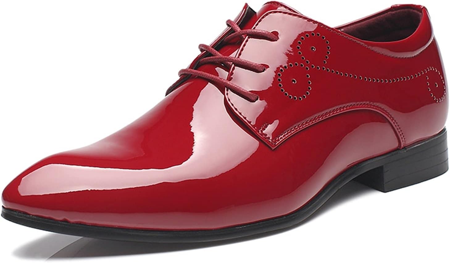 

Мужские оксфорды ZUZALA, дерби на шнуровке, заостренный носок, искусственная кожа, противоскользящая низкая подошва из резины, для свадеб, красный