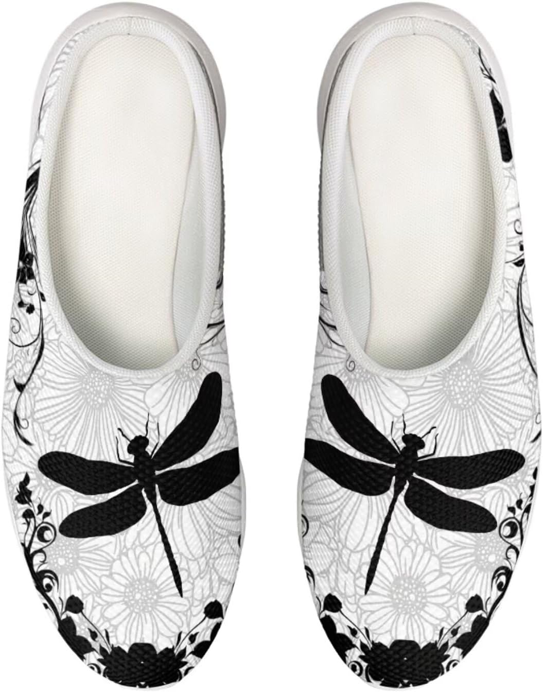 

Женские сабо Forchrinse с цветным принтом лапы собаки, домашние тапочки с цветочным рисунком, кроссовки для ходьбы с поддержкой свода стопы, Dragonfly Flower Printed