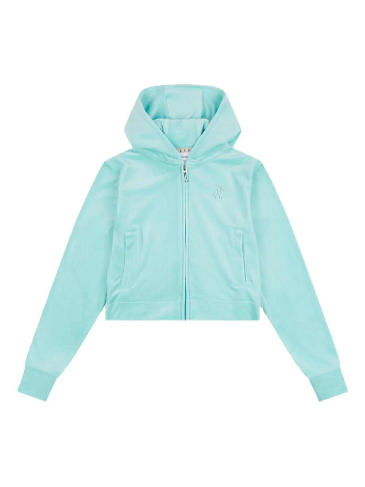 

Толстовка с капюшоном Juicy Couture Kids на молнии, украшенная стразами, синий