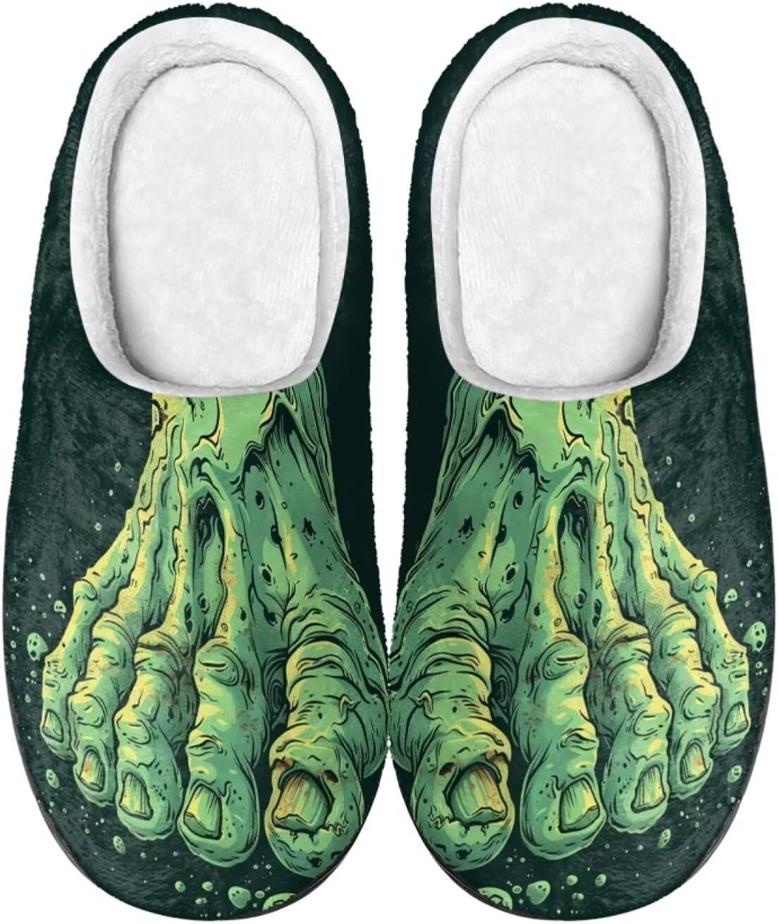 

Милые мультяшные фланелевые тапочки Howilath унисекс, теплые и дышащие хлопковые тапочки с противоскользящей подошвой, Creepy Zombie Foot