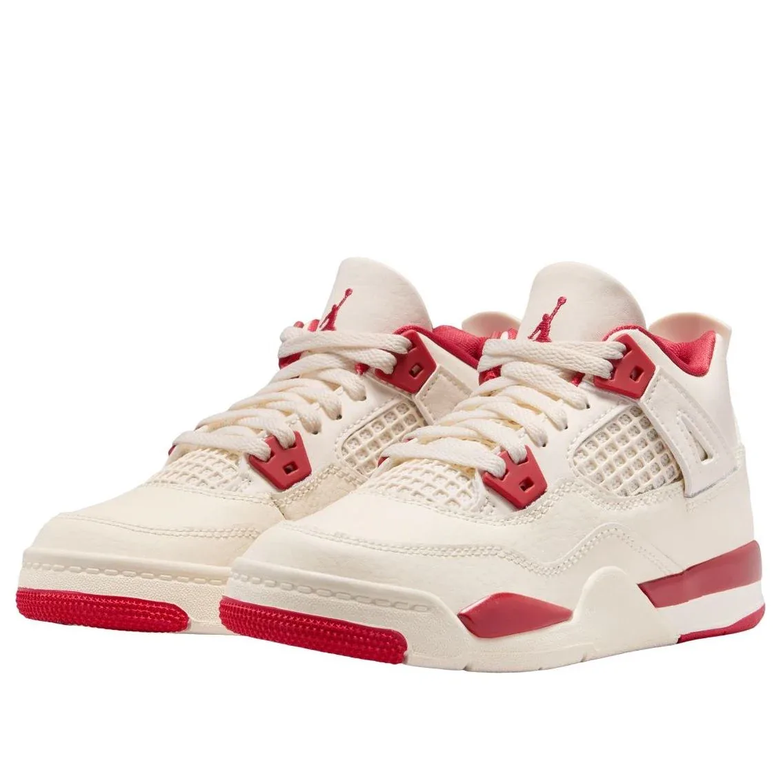 Кроссовки (PS) Air Jordan 4 'Pale Ivory Tough Red', белый — фото 4