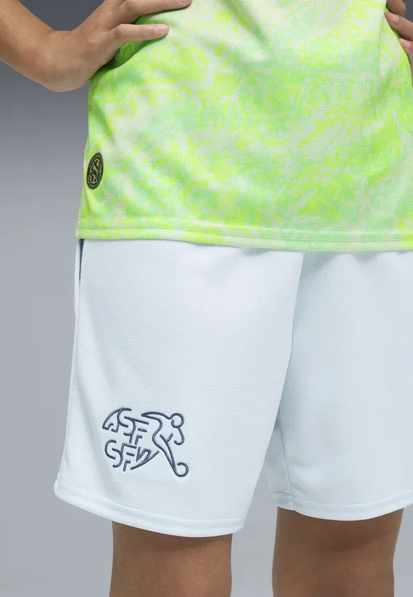 Шорты национальной сборной Швейцарии 2026 Puma, цвет морской стекло-темный индиго — фото 3