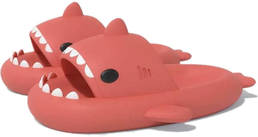 

Милые тапочки с градиентным рисунком в виде акулы, пляжная обувь с мягкой подошвой 4 см, летние тапочки-акулы для женщин и мужчин, из ЭВА, нескользящие, для ванной комнаты, для дома и улицы Kaitesi, красный
