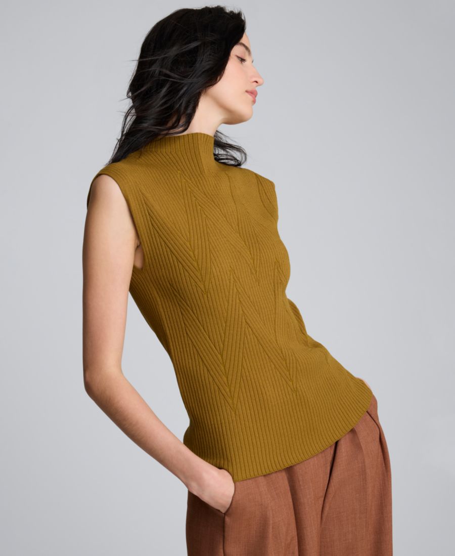 

Женский свитер-майка большого размера с шевронным узором Kenneth Cole, Dark Moss