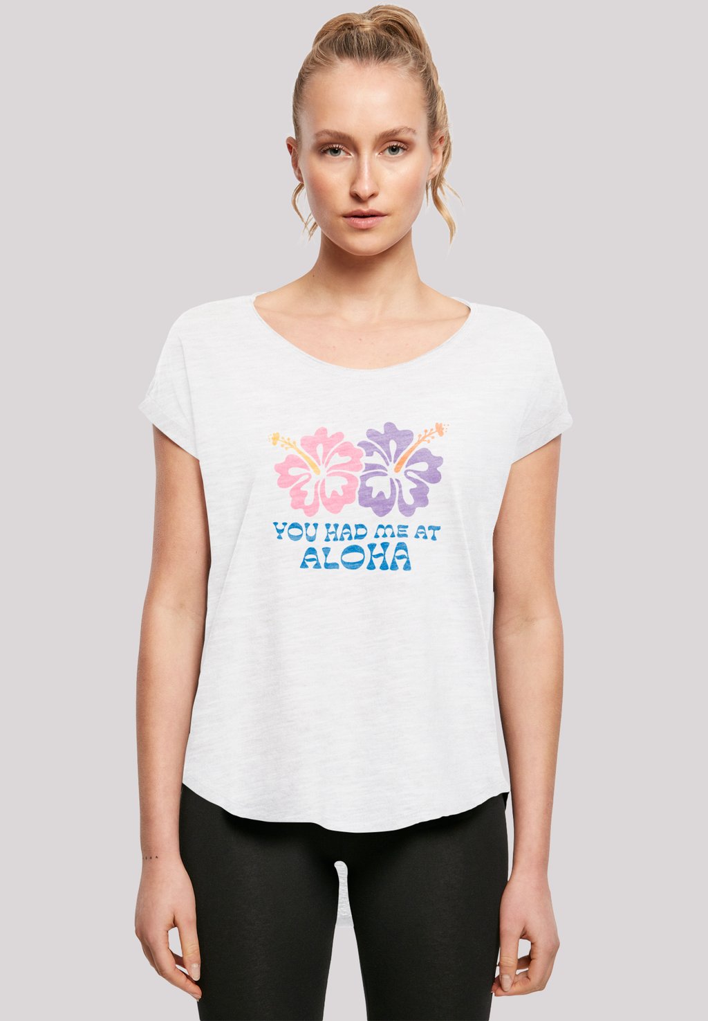 

Футболка с принтом YOU HAD ME AT ALOHA F4NT4STIC, белый