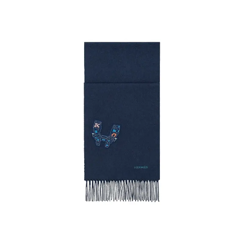 

HERMES Вязаный шарф унисекс, Blue
