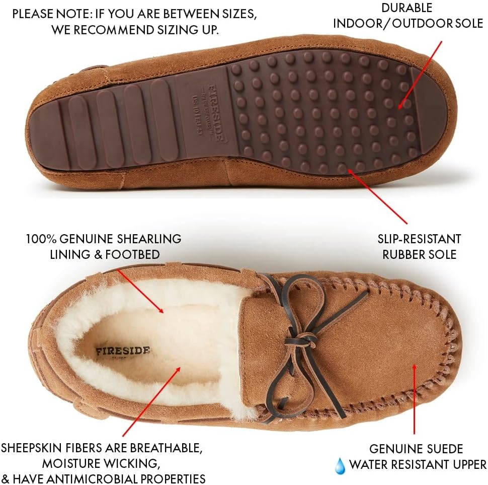 Домашние тапочки Fireside от Dearfoams для мужчин Victor из натуральной овчины, водоотталкивающие, для дома и улицы, с завязками, широкая полнота Fireside by Dearfoams — фото 2