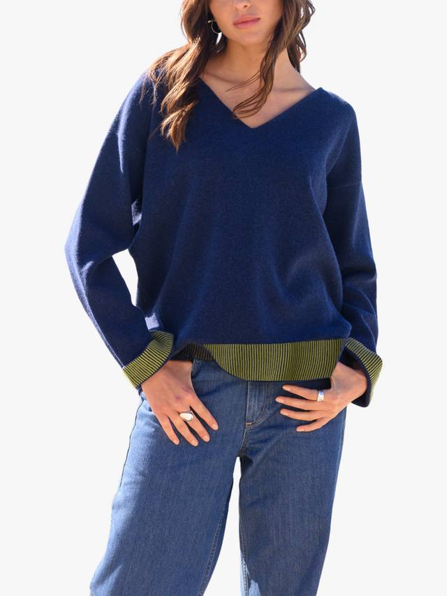 

Насыщенный джемпер из шерсти ponte color block Celtic & Co., цвет Navy/Fennel