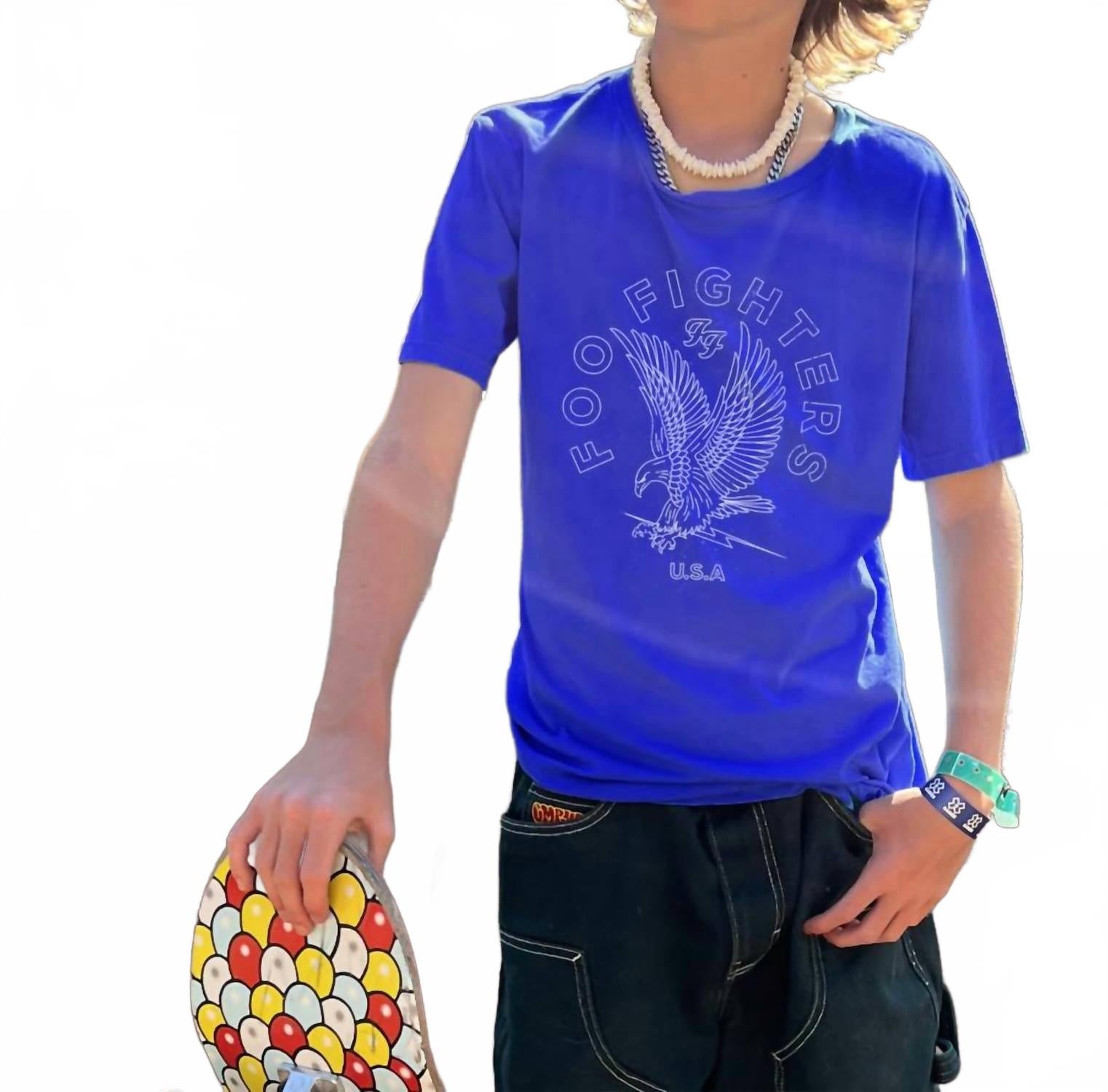 

ROWDY SPROUT Мужская органическая футболка Foo Fighters синего цвета, Синий, ROWDY SPROUT Мужская органическая футболка Foo Fighters синего цвета