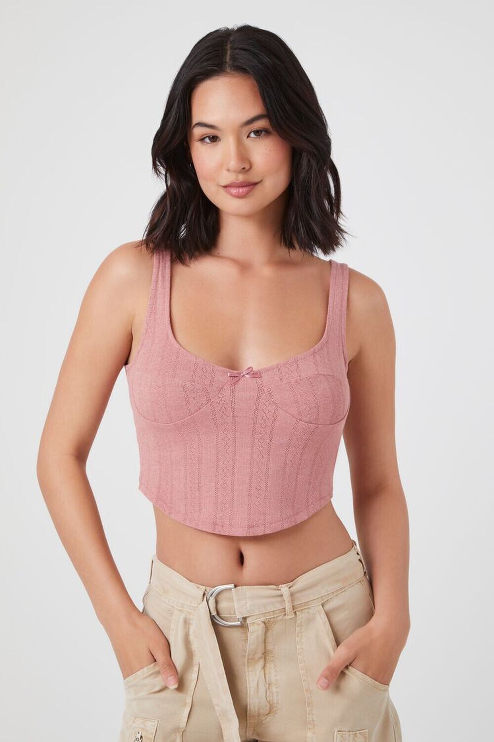 

Укороченная майка с изогнутым краем Forever 21, роза