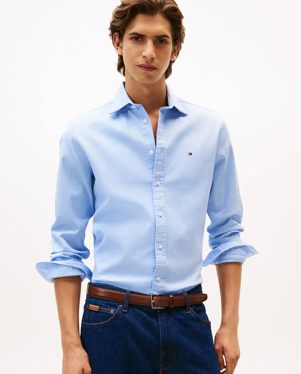 

Мужская рубашка однотонная типа Добби Tommy Hilfiger, светло-голубой
