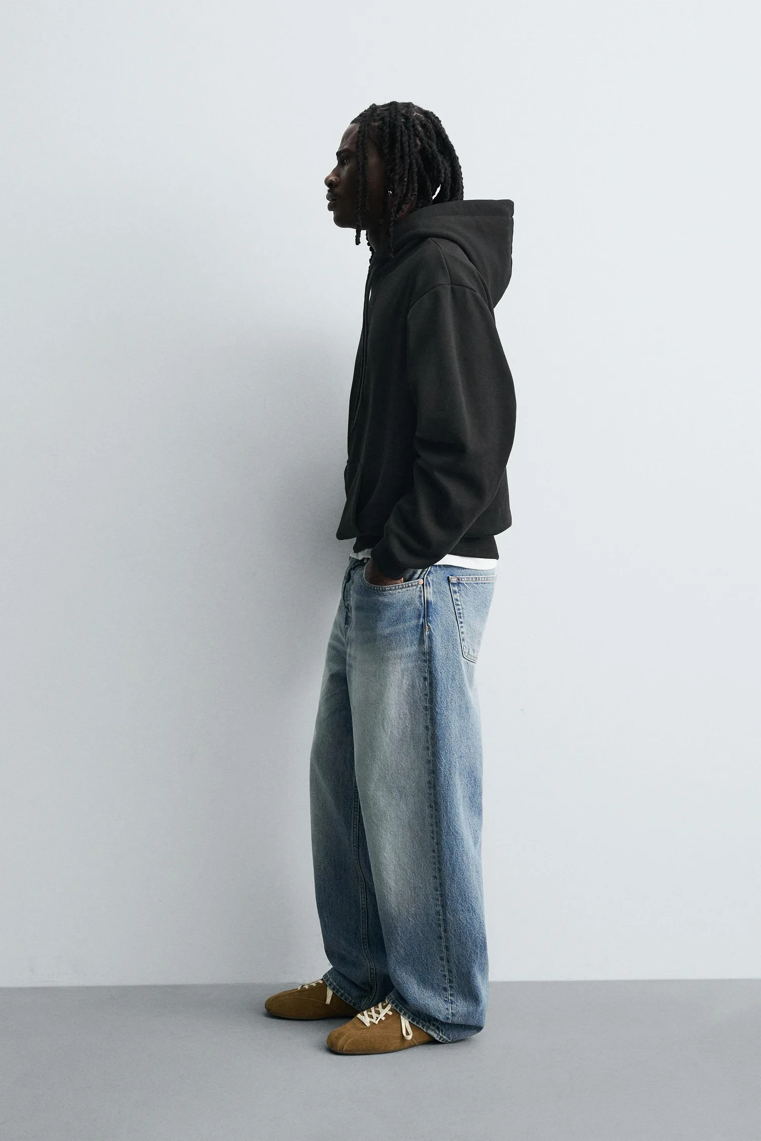 Простая толстовка из плотной ткани Zara, черный — фото 4