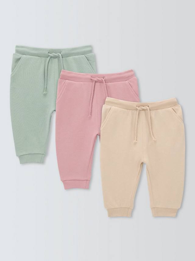 

Детские хлопковые джоггеры John Lewis, Pack of 3, Pink