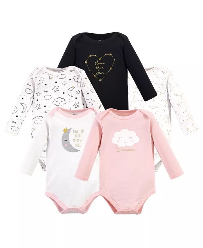

Боди для девочек из хлопка с длинными рукавами, 5 шт., Dreamer Hudson Baby