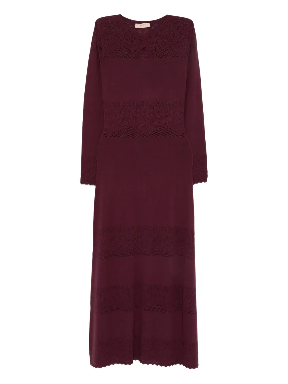 

Платье с длинными рукавами и кружевом TWINSET, красный