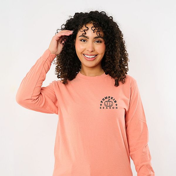 

Вышитая тыква, сезонная, окрашенная в стиле garment dyed, с длинными рукавами Simply Sage Market, Terracotta