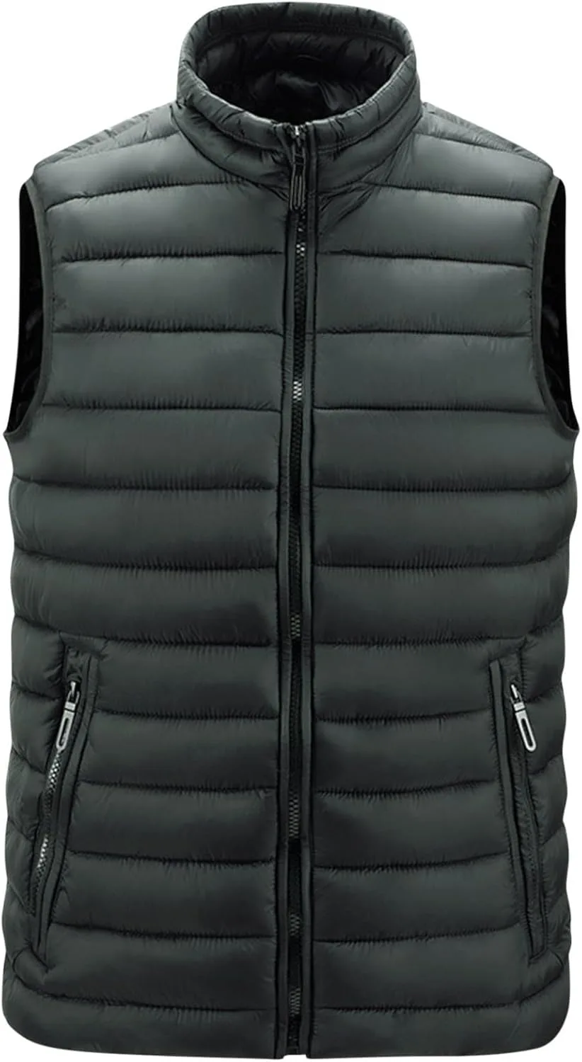 Пуховик-жилет мужской зимний Soft Shell стеганый безрукавка Water-Resistant утепленный на молнии куртка Casual Plus Size Gilet Generic, зеленый