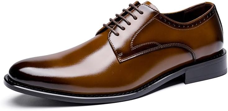 

Мужские оксфорды из натуральной кожи, классические с шнуровкой, удобные с заостренным носком, дерби для свадеб, офиса и бизнеса, кожаная обувь Loveheynew, коричневый