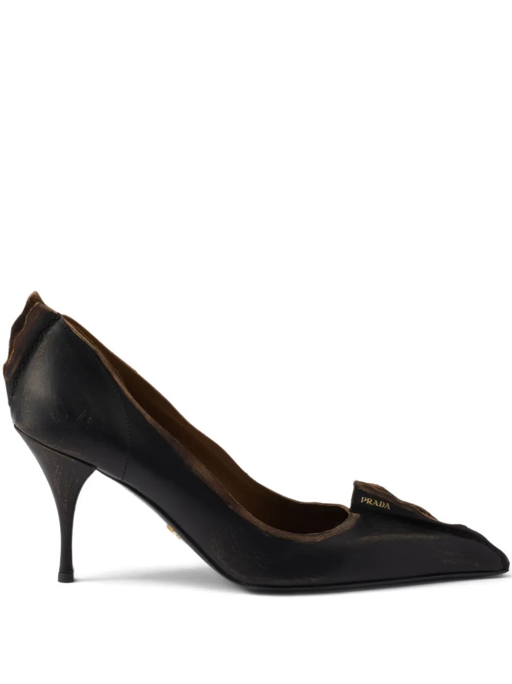 Туфли Antiqued 85 с заостренным носком Prada, черный