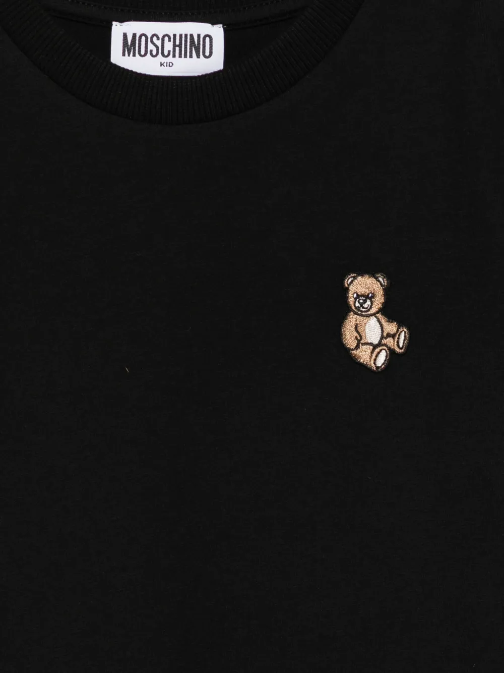 Футболка с вышитым плюшевым мишкой Moschino Kids, черный — фото 3