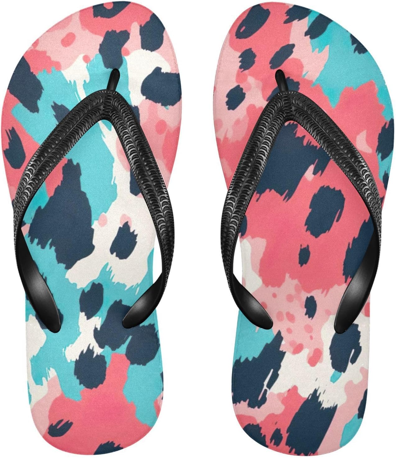 

Пляжные летние повседневные сандалии с красно-синими пятнами для женщин и мужчин, шлепанцы для душа Kfbe