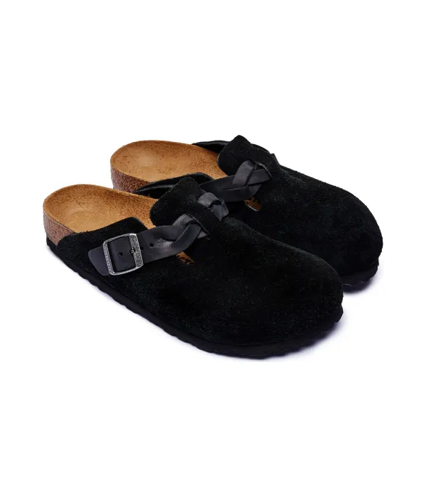 Бостонские плетеные мюли, кожаные сандалии Narrow fit Birkenstock, черный — фото 3