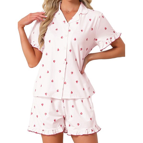 

Женский домашний комплект с рюшами: топ с коротким рукавом и шорты Inspire Chic, Light Pink