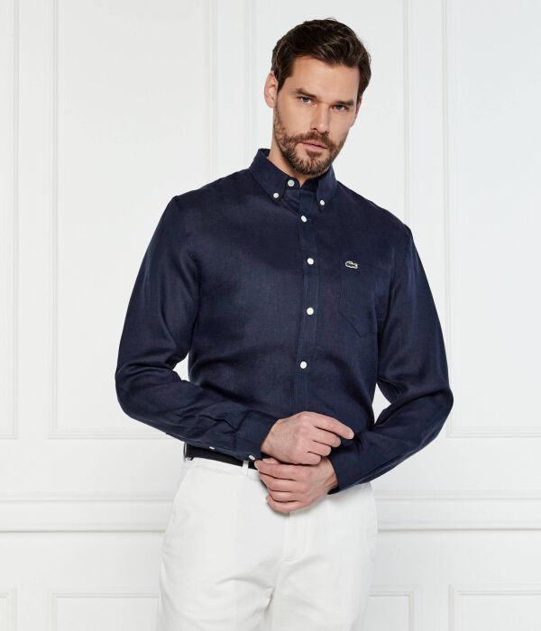 

Льняная рубашка Regular fit Lacoste, синий