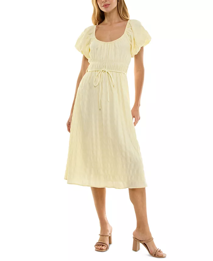 

Женское платье миди с фактурными рукавами-фонариками Juniors BEAUTY & GRACE, желтый