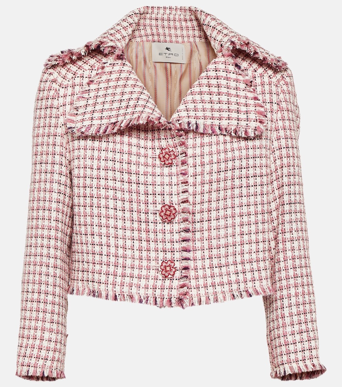 

Укороченная куртка в ломаную клетку из смесовой шерсти Etro, мультиколор