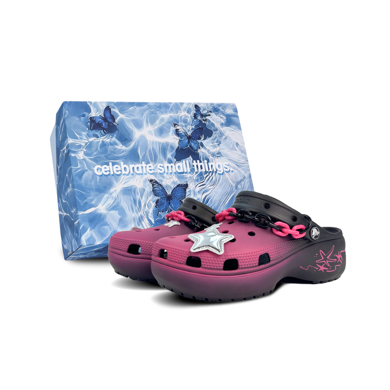 

Crocs Классические платформенные клоги унисекс черные розовые, цвет Black