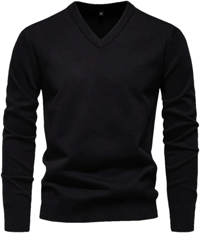 

Мужской вязаный свитер с V-образным вырезом