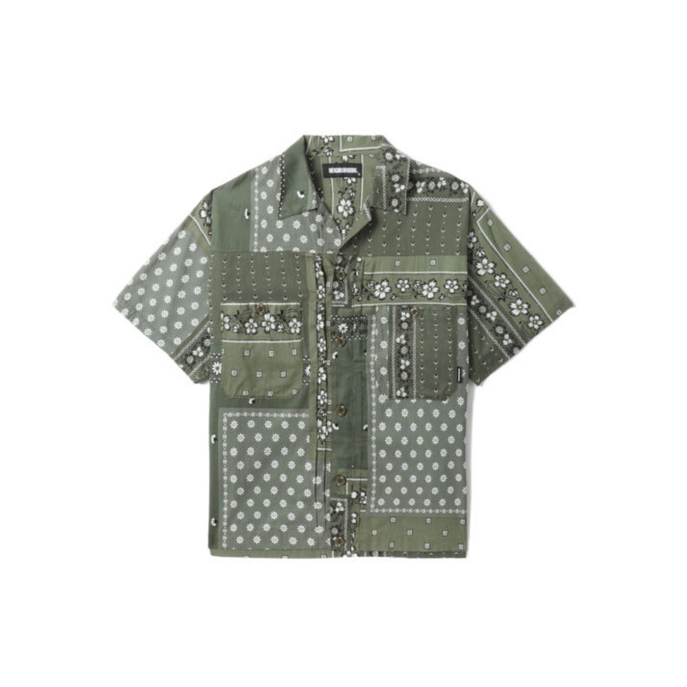 

Neighborhood Мужская рубашка с зеленым лацканом, средней толщины, другие