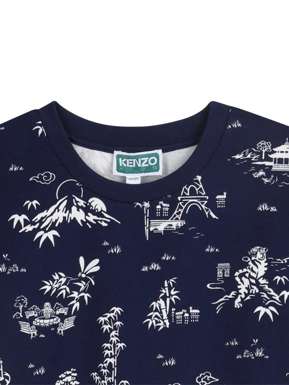 Платье без рукавов с узором Kenzo Kids, синий — фото 3