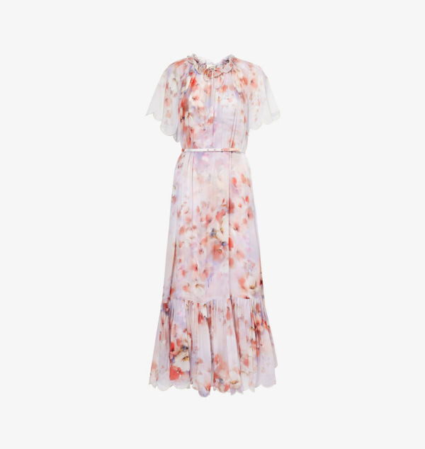 

Платье миди Crush с цветочным принтом и поясом Zimmermann, цвет scarlet floral