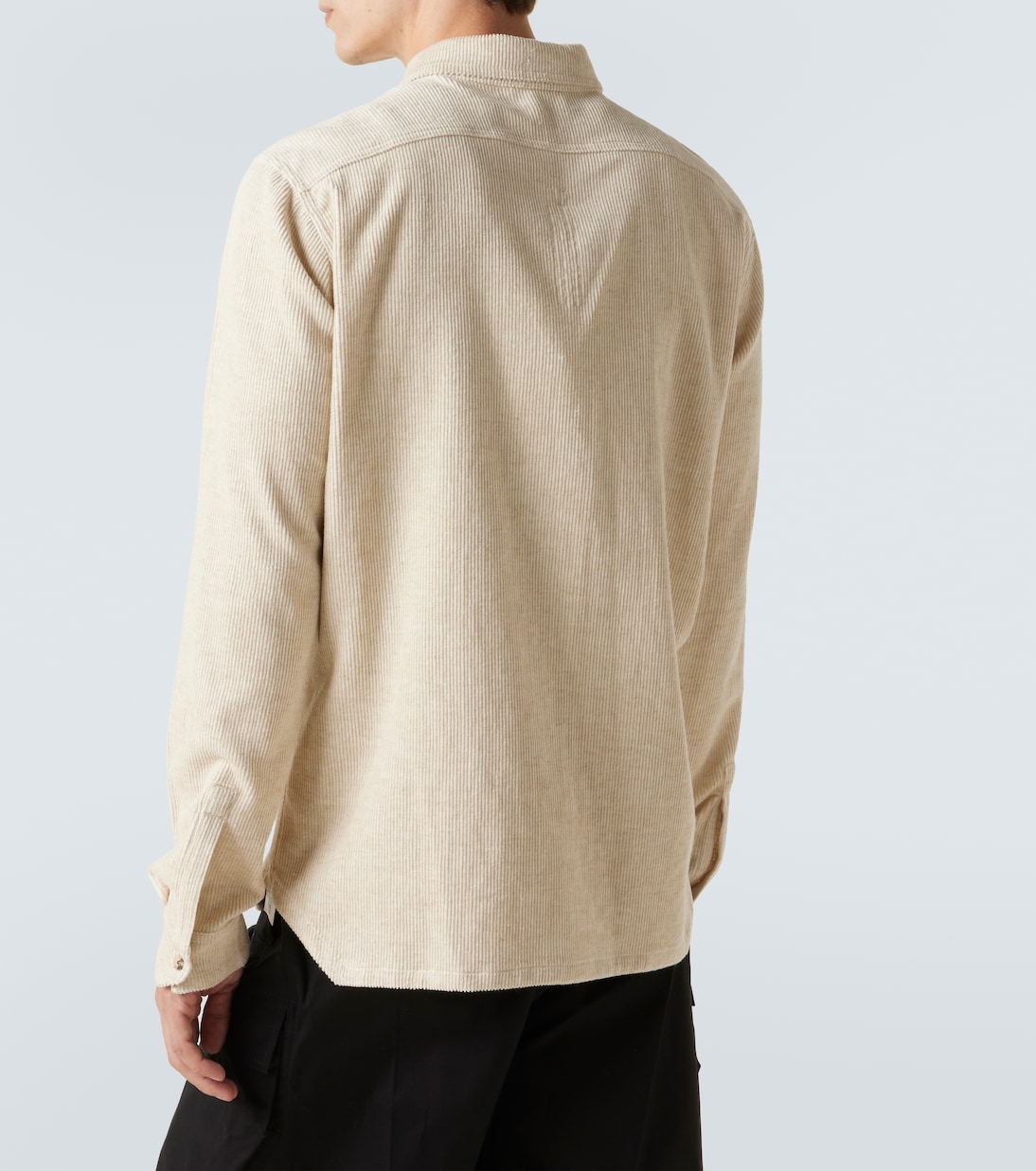 Хлопковая и льняная вельветовая рубашка-оверсайз Rick Owens, Natural — фото 4