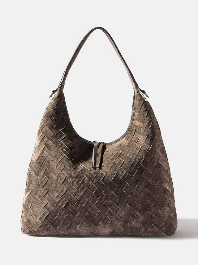 

Плетеный майский плечевой клатч из замши Mint Velvet, Grey