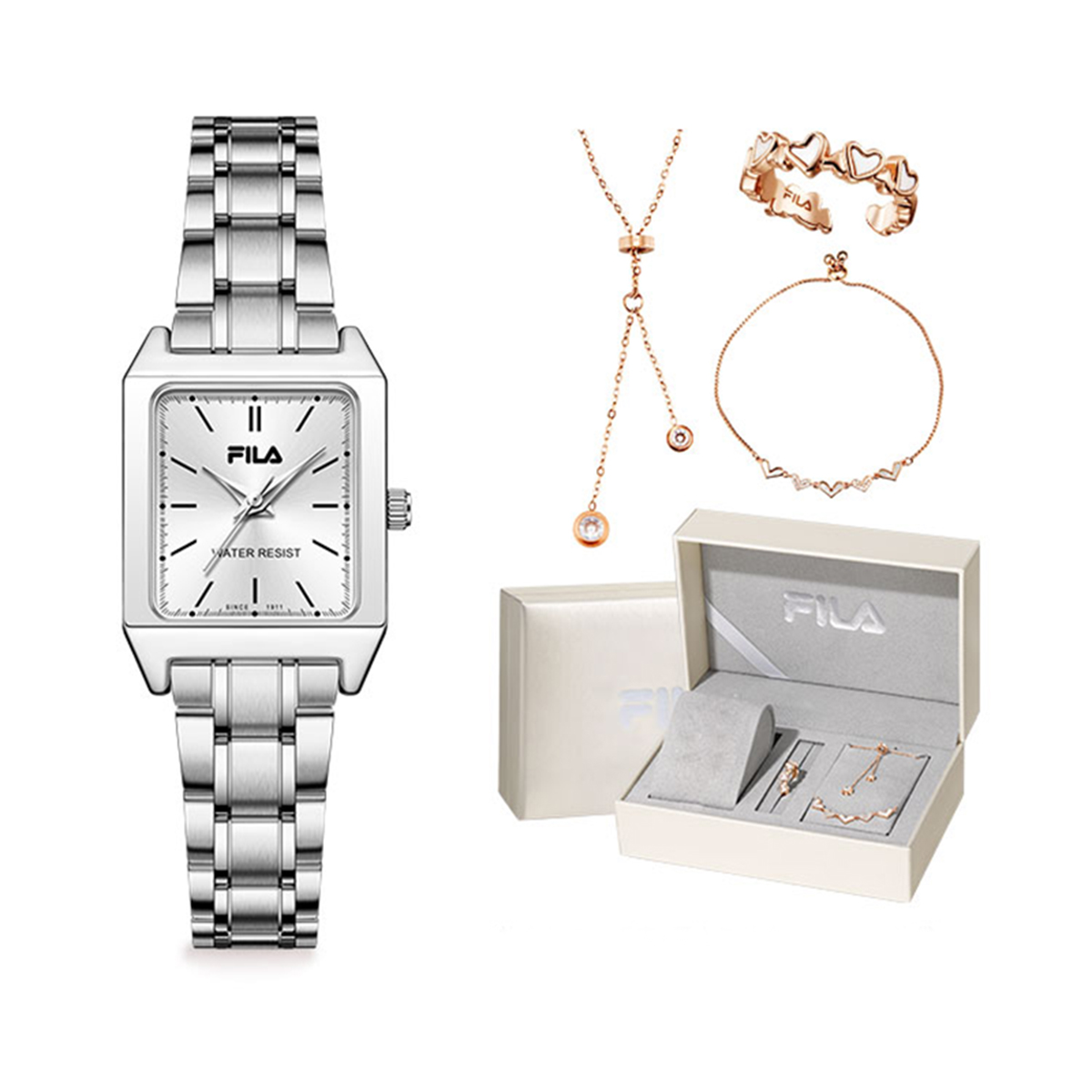 

FILA Часы Wrist Watch Quartz Movement Steel Strap Silver Dial Women's Watch A Heartfelt Romantic Box, Pearl White Watch Dial Champagne Box 6578-101