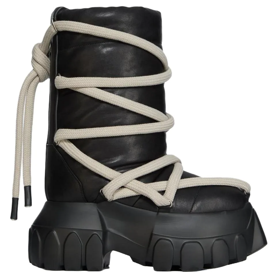 RICK OWENS Короткие зимние ботинки из овчины mid-calf для мужчин black — фото 3