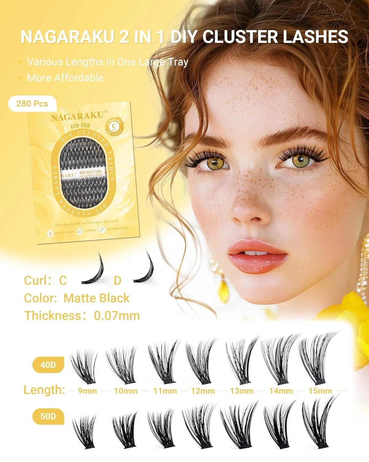Набор накладных ресниц «40D, 50D Mega Volume DIY Set» от NAGARAKU Nagaraku, 40&50 D Curl Black — фото 4