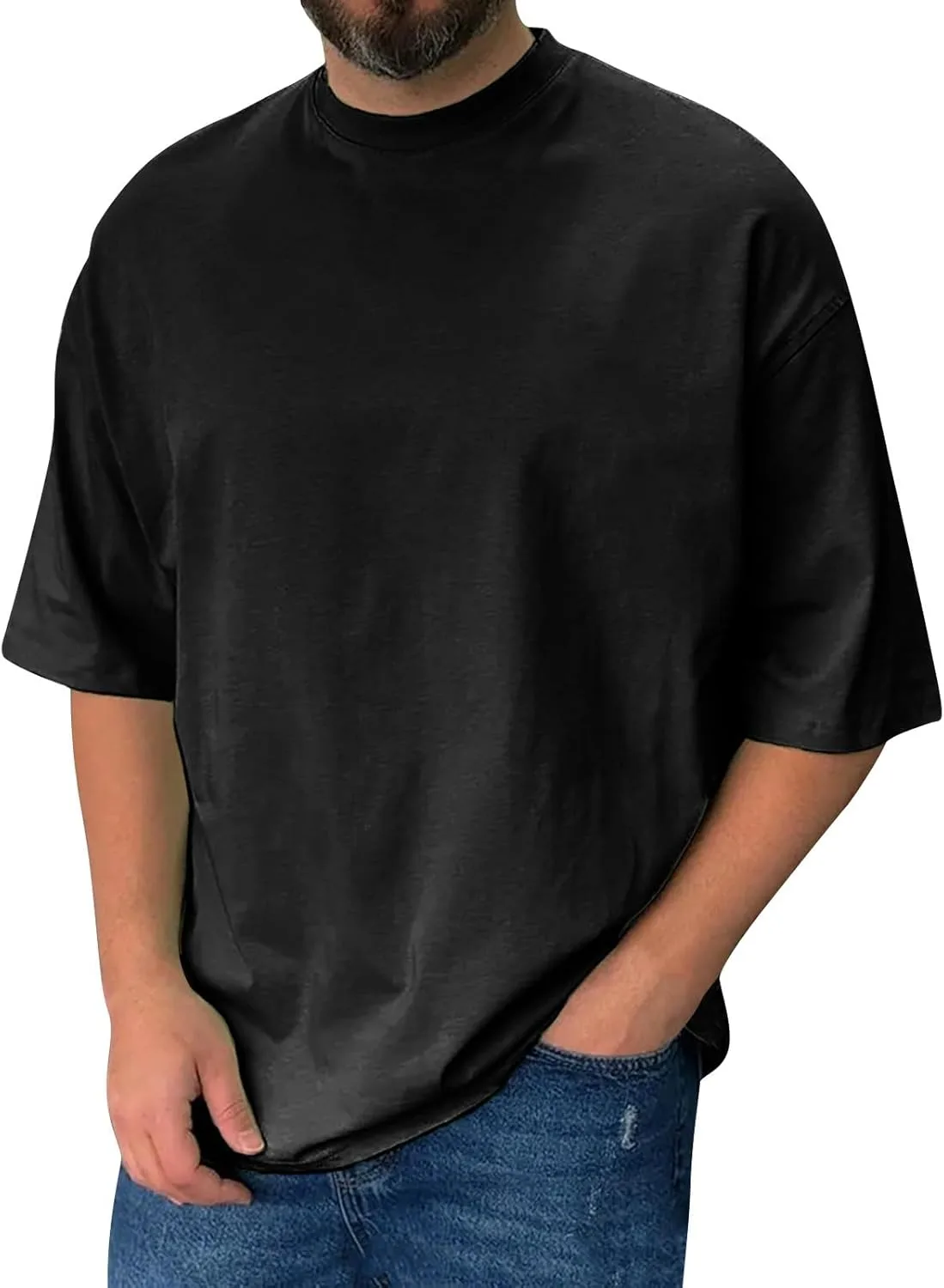 

Ymosrh Мужская летняя футболка Casual, короткий рукав, свободный крой