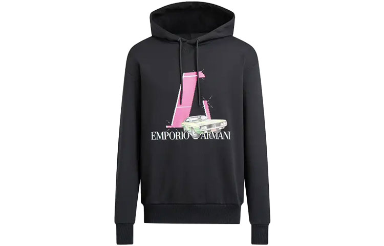 Толстовка с принтом логотипа автомобиля EMPORIO ARMANI, черная — фото 2
