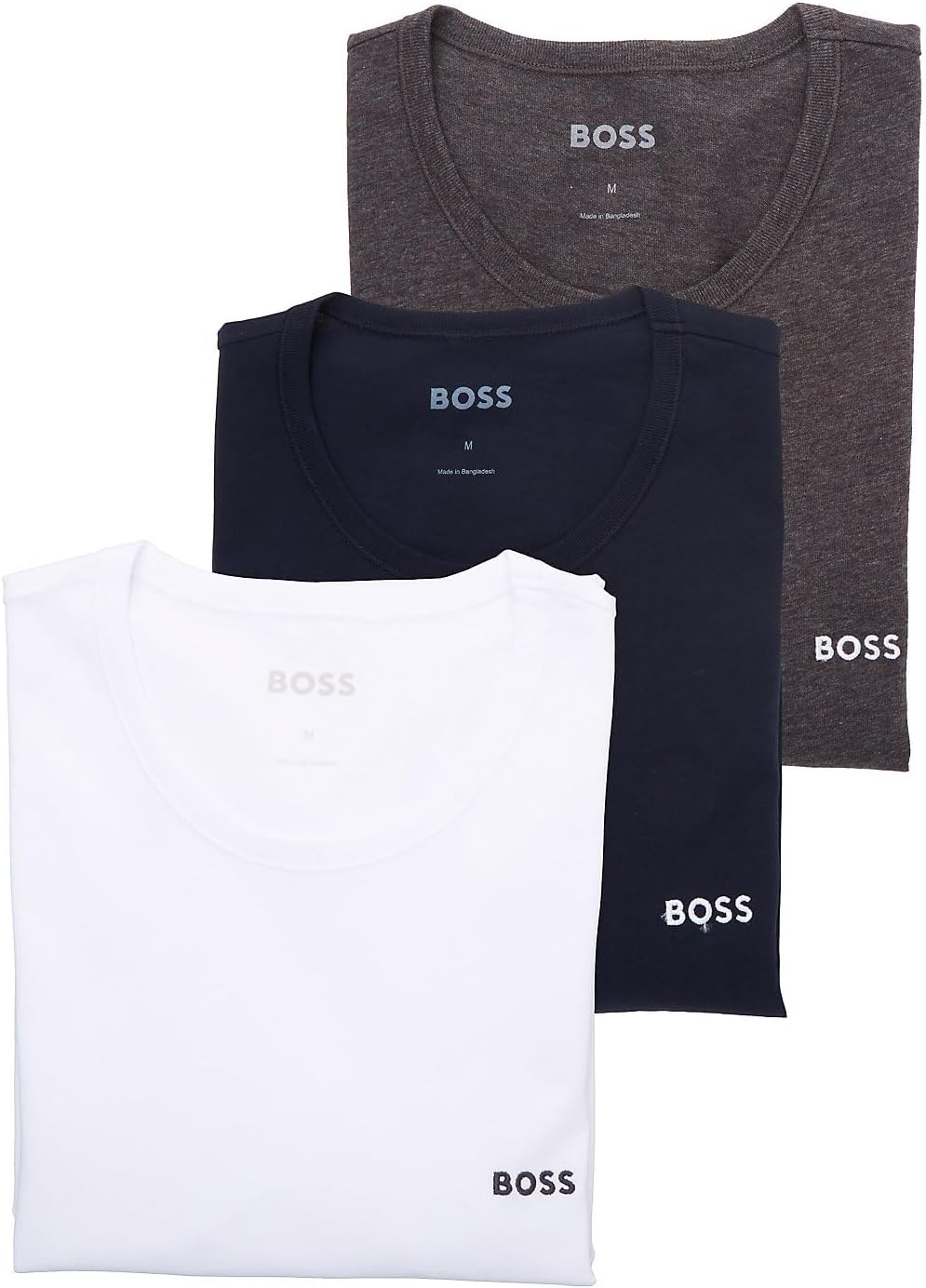 

BOSS Мужская футболка из хлопка с вышитым логотипом, набор из 3 штук, Charcoal/White/Navy, Белый, BOSS Мужская футболка из хлопка с вышитым логотипом, набор из 3 штук, Charcoal/White/Navy