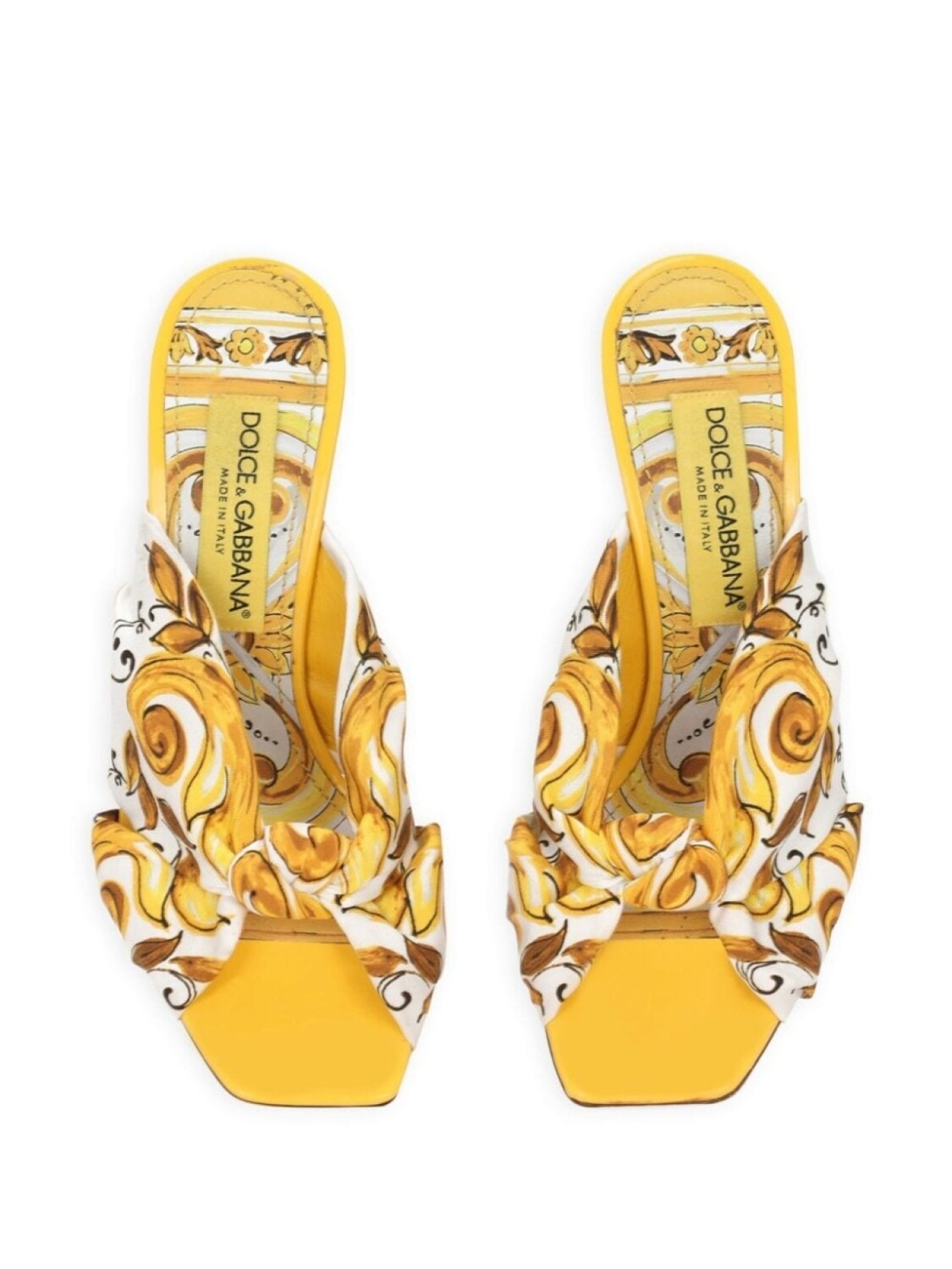 Dolce & Gabbana мюли DG Pop 75 с принтом Majolica, желтый — фото 4